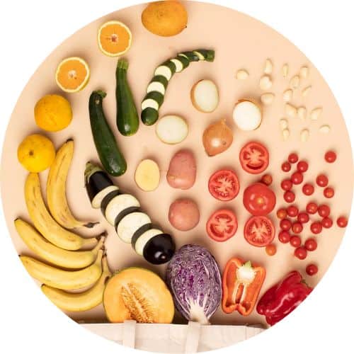 Circular Bag Of Groceries Fruits Vegetables